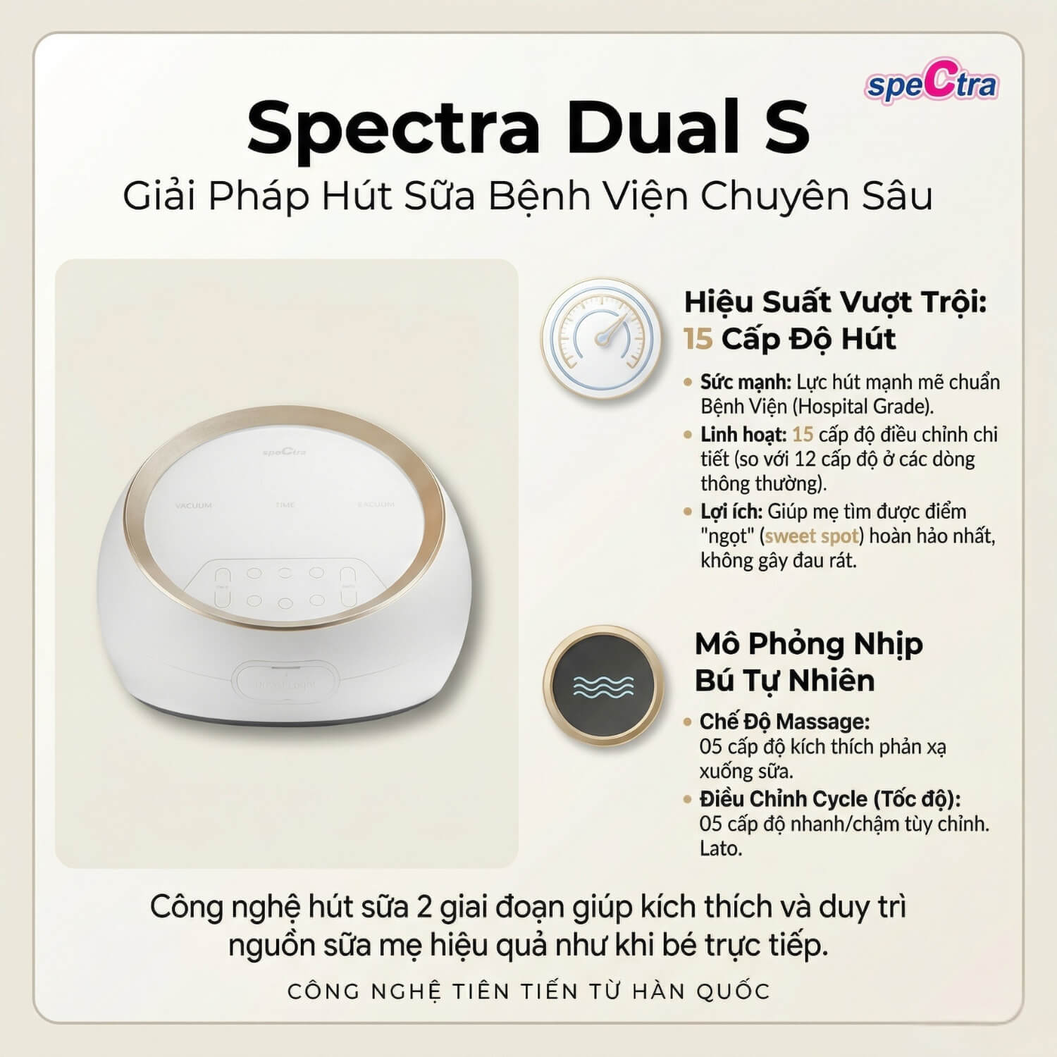 Máy Hút Sữa Spectra Dual S — Điện Đôi 2 Động Cơ Độc Lập, Chỉnh Riêng Từng Bên, Chuẩn Bệnh Viện - ảnh phụ