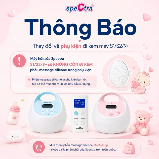 Thông Báo Thay Đổi Phụ Kiện Máy Hút Sữa Spectra S1+, S2+ Và 9 Plus Từ Năm 2026