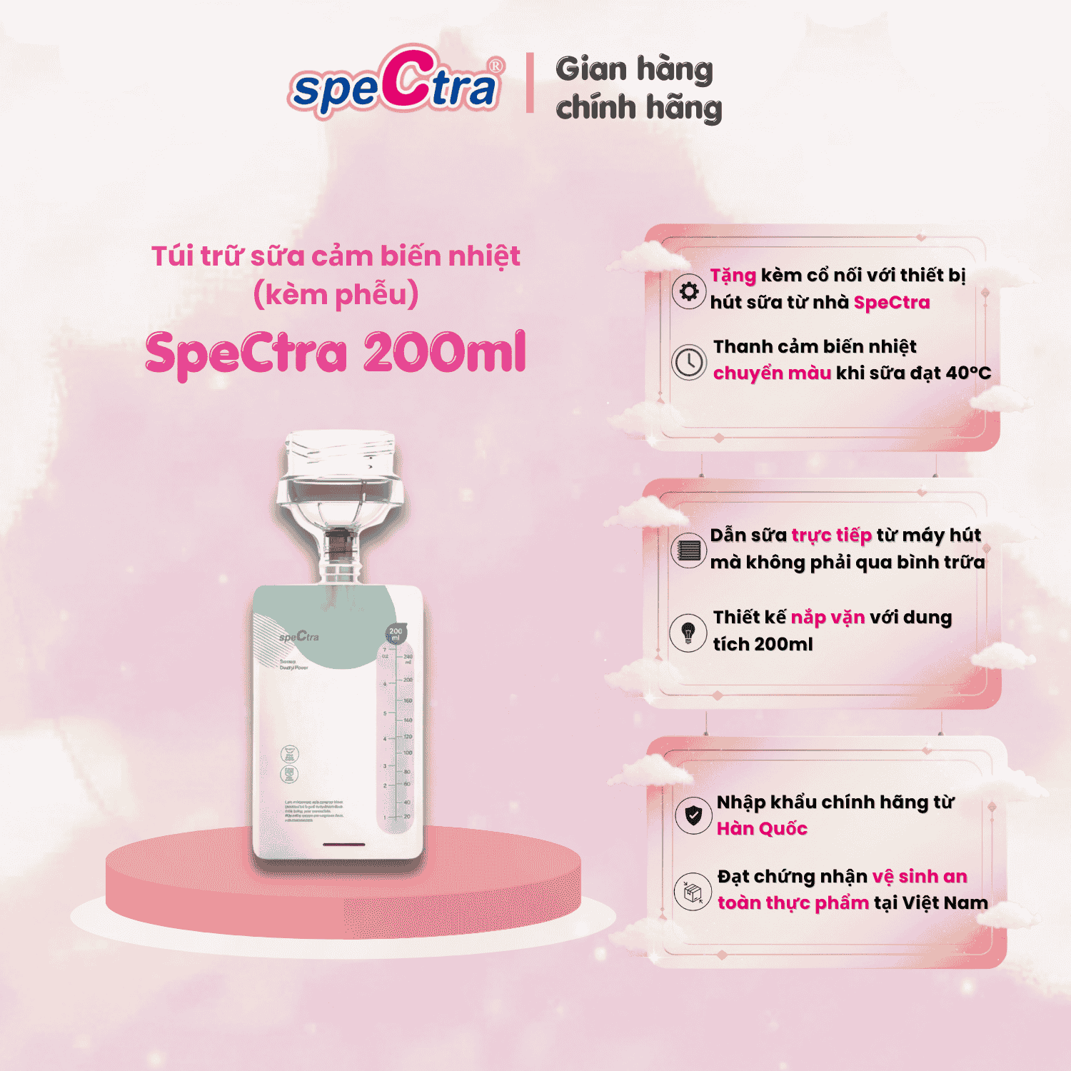 TÚI TRỮ SỮA CẢM BIẾN NHIỆT SPECTRA (KÈM PHỄU) - ảnh phụ