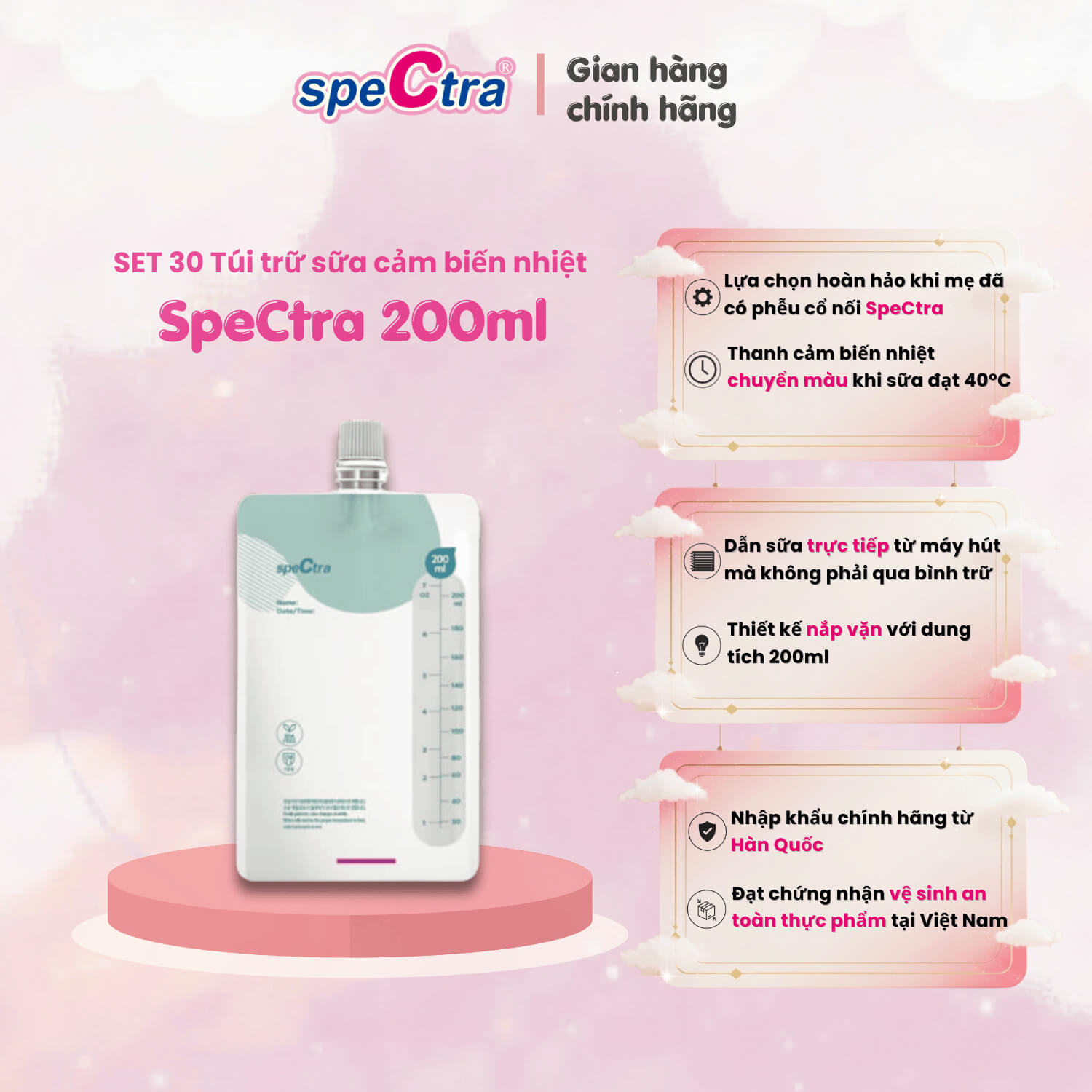 SET 30 TÚI TRỮ SỮA CẢM BIẾN NHIỆT SPECTRA  - ảnh phụ
