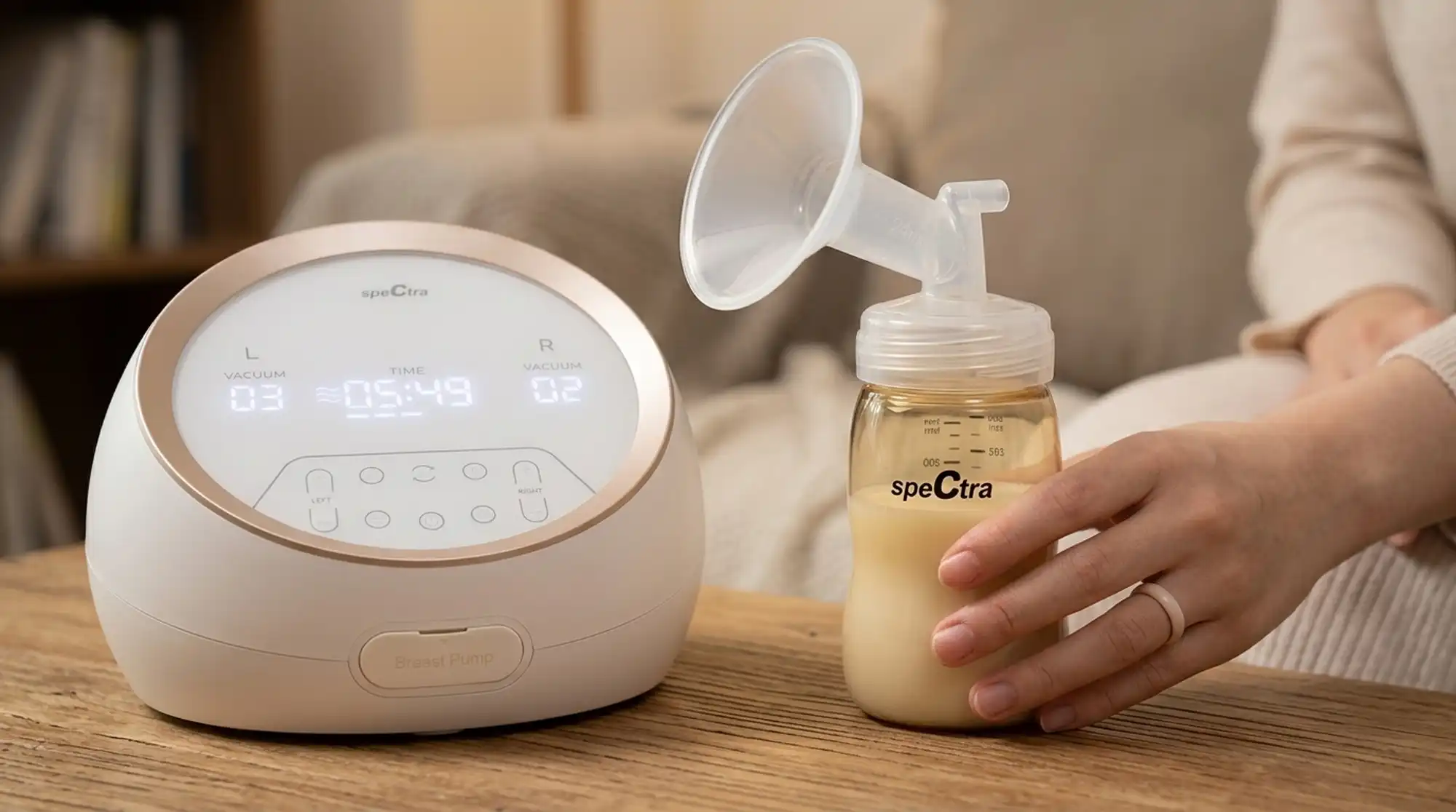 Cận cảnh màn hình điều khiển của máy hút sữa Spectra Dual S