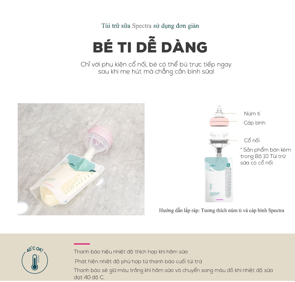 SET 30 TÚI TRỮ SỮA CẢM BIẾN NHIỆT SPECTRA  - ảnh phụ